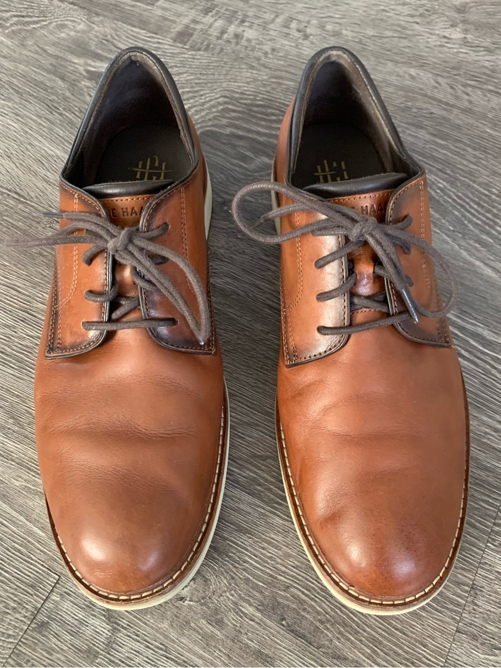 Cole Haan American classic Men's Brown Leather Derby Shoes  Lace-Up